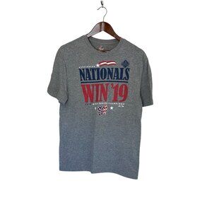Washington Nationals Gray S/S T-Shirt Men's M MLB Majestic 2019 World Series